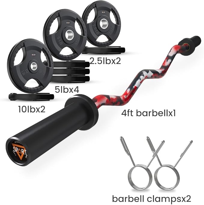 Olympic EZ Curl Bar, 47INCH/4FT Strength Training Curling Bar with Knurled Grip, Chrome Finish, Copper Sleeve Barbell for 2-inch Weight Plates, 500 LBS Capacity