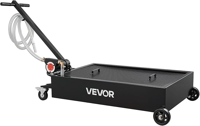 VEVOR Low Profile Oil Drain Pan, 15 Gallon Capacity, Rolling Oil Drain Pan with Electric Pump & 7.2 ft Hose, Leak-Proof & Corrosion-Resistant, Fit for Cars, SUVs, Trucks, Motorcycles, ATVs, Metal