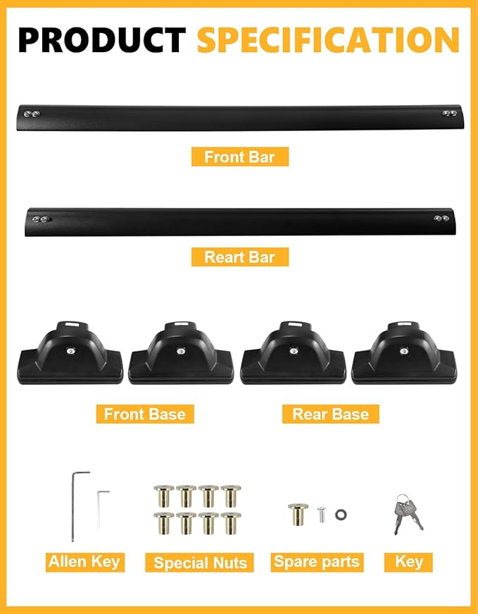 Tuyoung Lockable Roof Rack Cross Bars Compatible with Honda CRV CR-V 2007-2011 EX EX-L LX 2.4L L4, 220lbs Aluminum Heavy Duty Crossbar Roof Rail Rooftop Cargo Luggage Racks Carrier Black Accessories