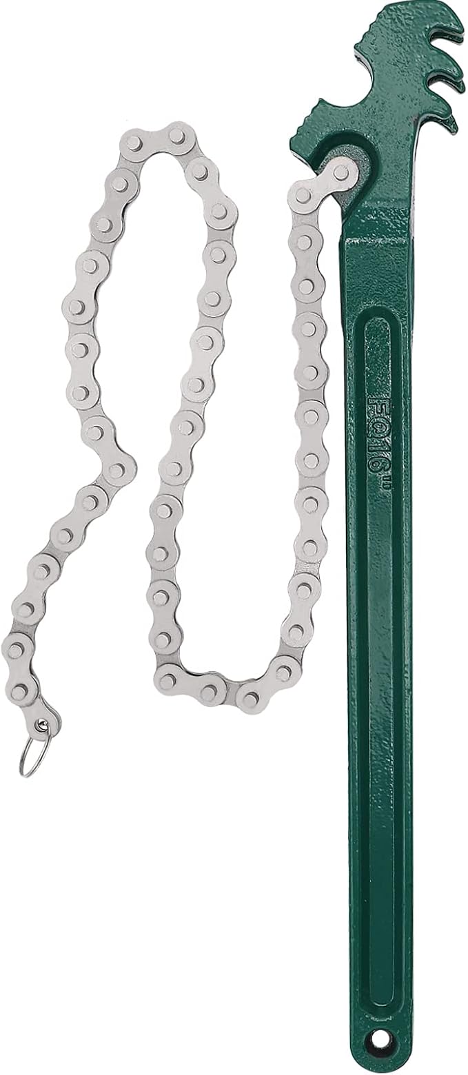 Jeemiter Heavy Duty Ratcheting Chain Wrench, 16 Inches Automotive Oil Fuel Filter Chain Wrench fits 1.5" to 8" Diameter Pliers Adjustable Removal Remover Tool