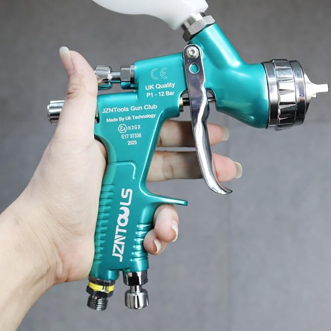 TE20 HVLP Air Spray Gun 1.3mm Nozzles, Car Paint Gun Sprayer,Forged Body, Anodised Finish,Paint Gun for Varnish and Top Coat, with Paint Sprayer Accessories (Blue)