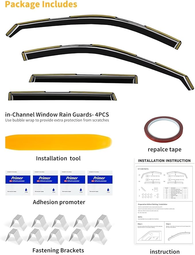 in-Channel Window Rain Guards Fit for Dodge Durango 2011-2026 Extra Durable Window Visors Window Deflectors Vent Visors Vent Shades Car Accessories-4 pcs 2-Q15