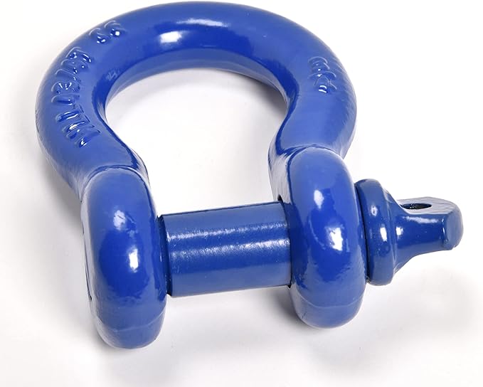 Hi-Gear Pack of 4 Blue Bow Shackles 3/4" D Ring Shackle Rugged Unbreakable 28.5 Ton (57,000 Lbs) Maximum Break Strength with 7/8'' Pin Bow Screw Heavy Duty D Ring for 4x4 Vehicle Recovery