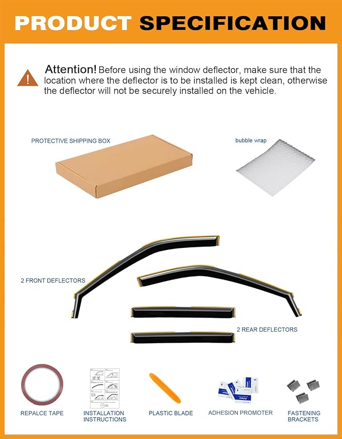 in-Channel Window Rain Guards Fit for Ford Explorer 2020-2026 Extra Durable Window Deflectors Visors Rain Guards Vent Visors Vent Shades Exterior Car Accessories - 4 pcs