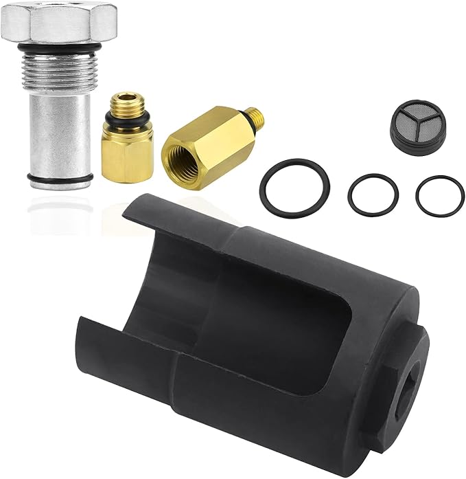 Mekar 6.0 IPR Valve Socket and Oil Rail Adapters Kits and 6.0 High Pressure Oil Pump IPR Valve Air Test Fitting Tool with Seal Kit Compatible with 6.0L Powerstroke Diesel Engine