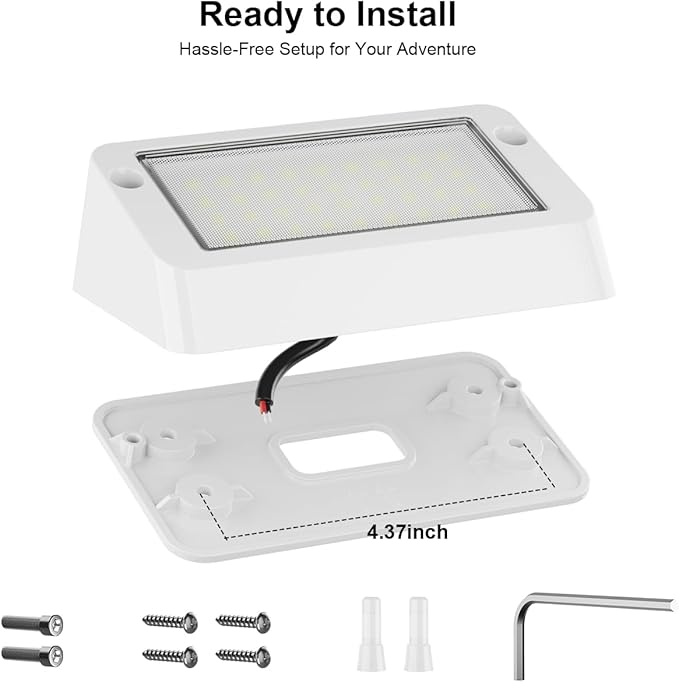 Safoner Aluminum RV LED Porch Light- Switchable White & Amber Lamp, 1400LM Brightness, IP67 Waterproof, 12-30V DC, Exterior Light for Campers, Trailers, Motorhomes (White Housing)- 2 Packs