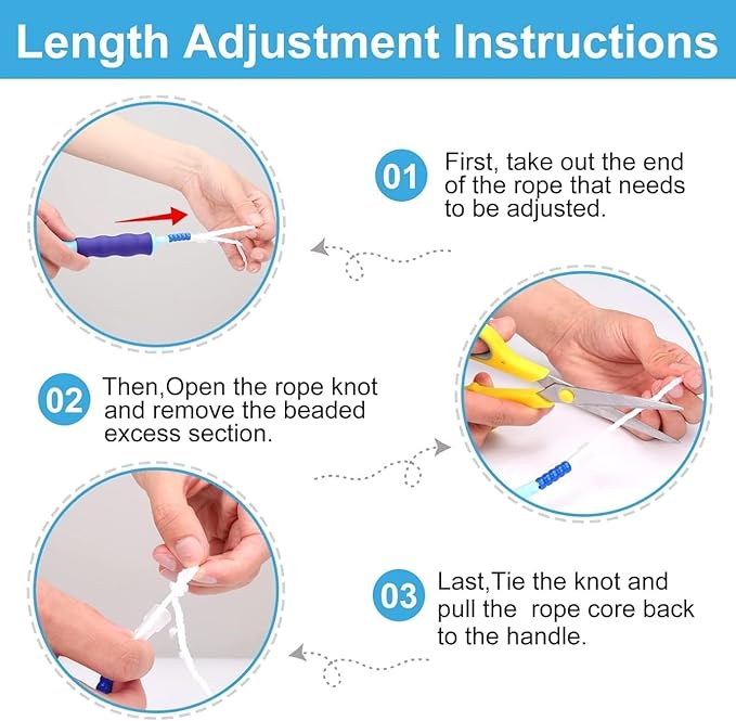 GRAWUN Jump Rope For Kids, Soft Beaded Jump Rope, Adjustable Length Tangle-Free Segmented Soft Beaded Skipping Rope,for Women, Men and Kids Keeping Fit, Workout and Weight Loss