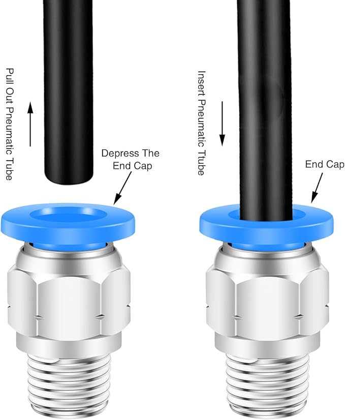 12mm Push to Connect Fittings Air Fittings,CEKER 12mm x 1/8" NPT Male Thread Air Lines Quick Connect Fittings Pneumatic Fitting 12mm Tubing Fitting Push in Connector Air Hose Fittings 2Packs