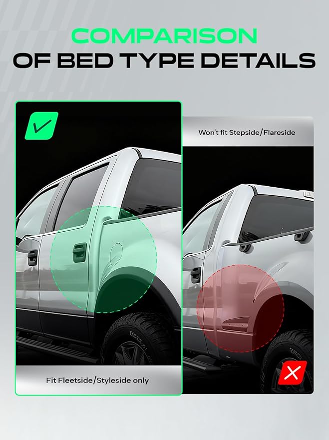 YHTAUTO Soft Roll Up Truck Bed Tonneau Cover Auto Locking System Compatible with 2015-2025 Ford F-150 6.5' (79") Bed All Weather Protection