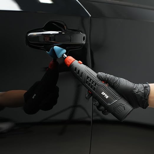 Cordless Rotary Tool, SPTA Cordless Mini Car Polisher, 36Pcs 12V Li-ion Battery IVT 5,000-25,000 RPM Small Buffer Polisher Polishing Foam Pad Set for Polishing Sanding