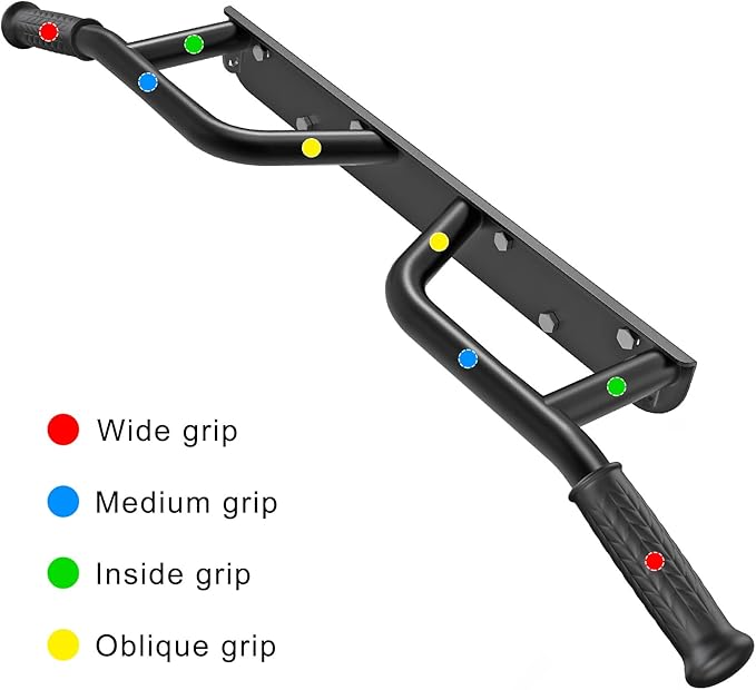 SELEWARE Heavy Duty Wall Mounted Doorway Pull Up Bar Fully Welded Multifunctional Chin Up Bar with Resistance Band Hooks & Ball Finger Training, 500LB Capacity Support Beam or Joist Mount