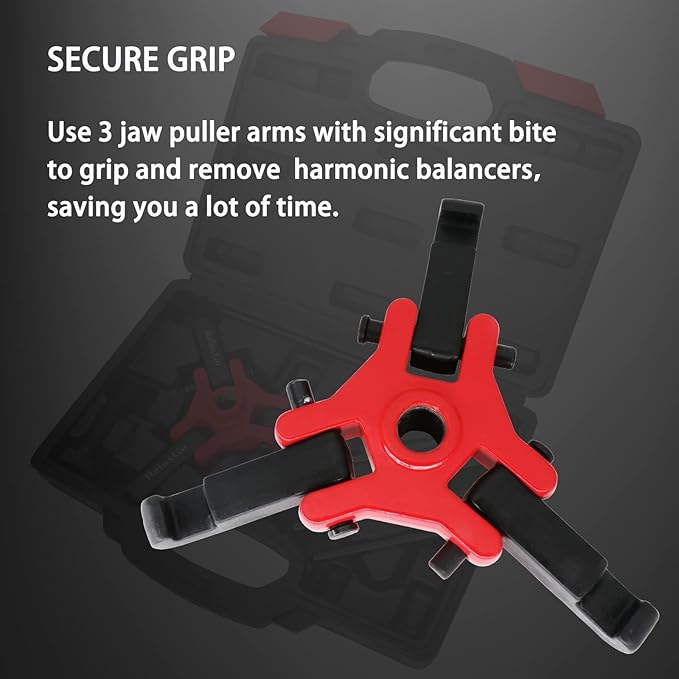 Harmonic Balancer Pulley Puller Set Adjustable 3-Jaw Puller Tool for Removing Harmonic Damper and Balancers Compatible with Chevy GM Chrysler Cadillac Ford ect