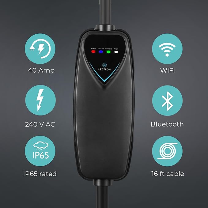 Lectron Level 2 Tesla Charger (WiFi Version) - 240V, 40 Amp, NEMA 14-50 Plug, 16 ft Extension Cord - Portable Electric Car Charger for Tesla - Compatible with All Tesla Models 3/Y/S/X