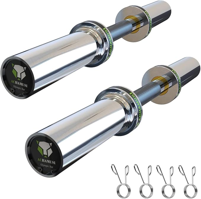 16" Olympic Dumbbell Handle Pair - Solid Adjustable Dumbbell Bars With Spring Collars 2'' Can Load(150LB/350LB), Suitable For Home Gym Exercise