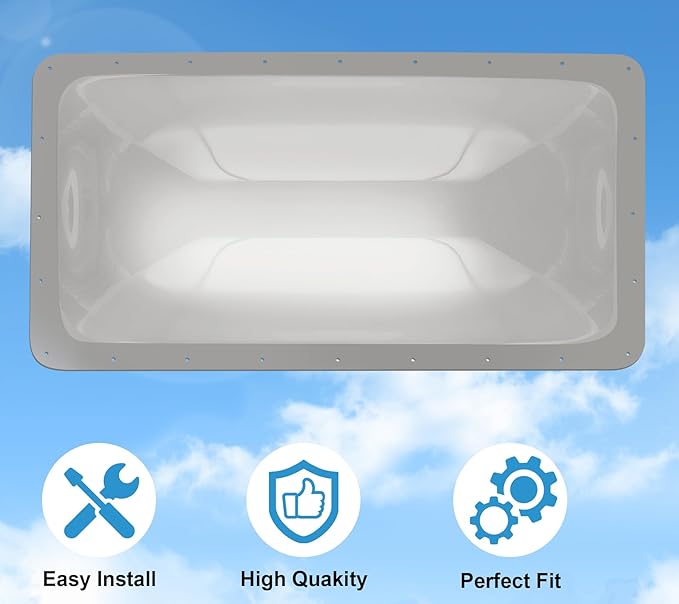 XMK 18" x 34" RV Skylight Replacement Cover,Camper RV Shower Skylight Outer Dome Fit 14" x 30" Openings Roof for Campers Trailer Fifth Wheel Food Truck Motorhome, Impact Resistant (Smoke Gray)