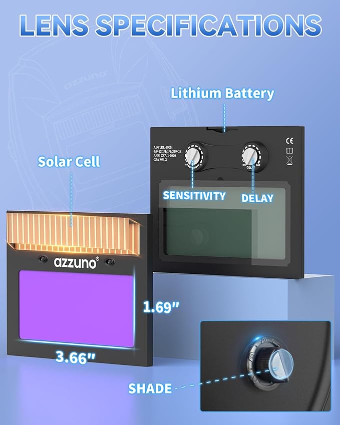 AZZUNO MIG Welder 135A 110V, 3 in 1 Flux Core Gasless MIG Welder/Lift TIG/Stick Welding Machine, Portable Wire Feed Welder Machine with Auto Darkening Welding Helmet