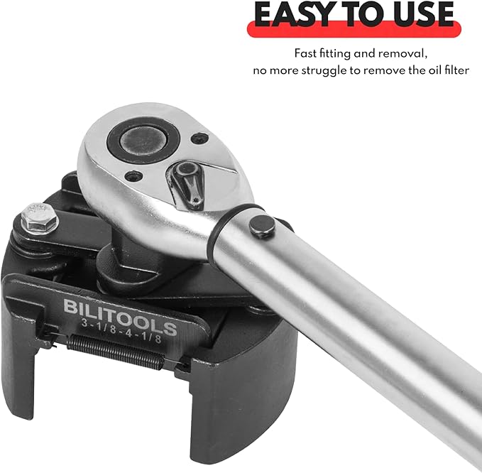 BILITOOLS Universal Oil Filter Wrench Removal Tool Adjustable, 80-105mm (3.15-4.13 inch), 1/2" Drive