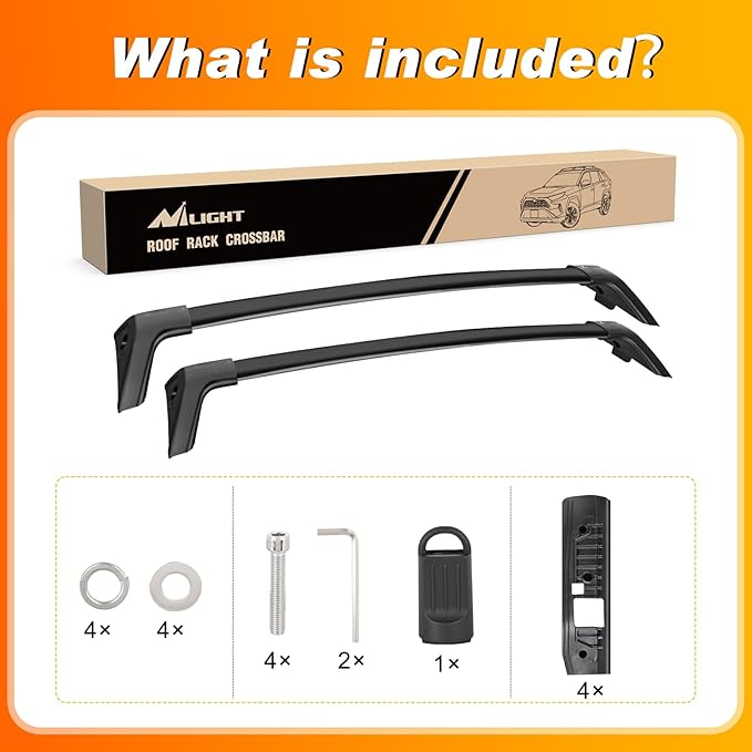 Nilight Roof Rack Cross Bars Fit for Toyota RAV4 2019 2020 2021 2022 2023 Aluminum Rails Crossbars with Anti-Theft Lock for Rooftop Cargo Carrier Luggage Kayak Bike (not for Adventure/TRD Off-Road)