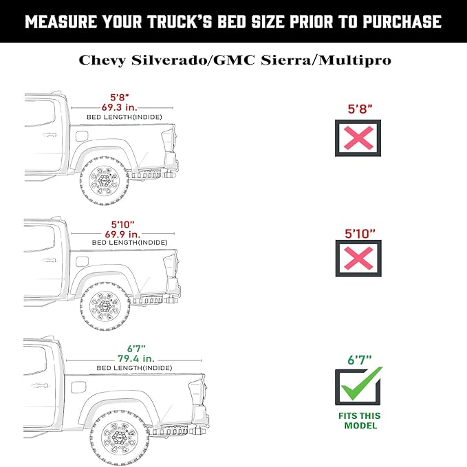 Low Profile Hard Folding Truck Bed Tonneau Cover Fits 2019-2026 Chevy/GMC Silverado/Sierra 6'7" Bed (79.4")