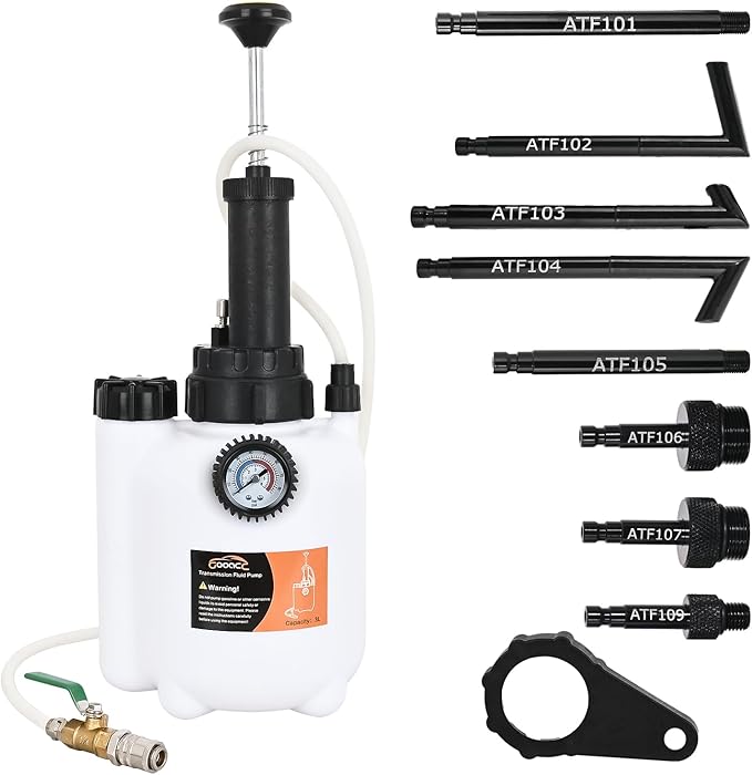 GOOACC Transmission Fluid Pump Kit 3L Automotive Manual Oil Pump Extractor ATF Refill Dispenser Transfer Pump with 8 ATF Filler Adapters Oil Filling Filler Manual System Fluid Extractor Pump Tool Kit