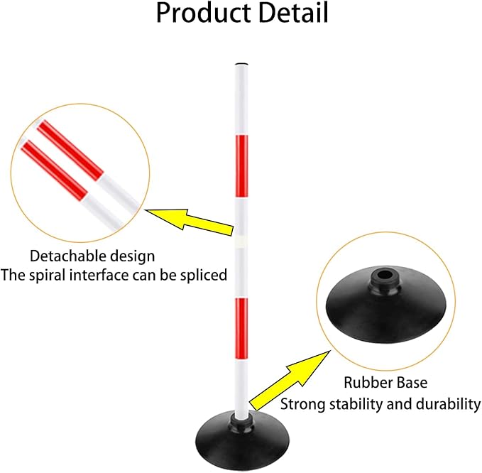 Red-White Soccer Agility Pole Set Rubber Base Dribbling Stick Traffic Warning Sign Pole Multifunctional Training Pole