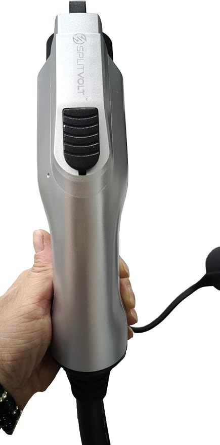 Splitvolt Level 2 Adjustable EV Charger (240v, 26 ft Cable, NEMA 14-50, Adjustable up to 40 Amps) Live LCD Screen Time Delay Start Function, NEC Fast 50A Circuit Charging J1772 Plug with Travel Bag