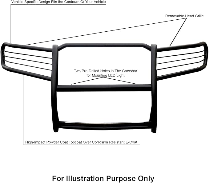 Black Horse Grille brush Bumper Guard Modular Black Compatible with 2016-2022 Honda Pilot-17H151402MA