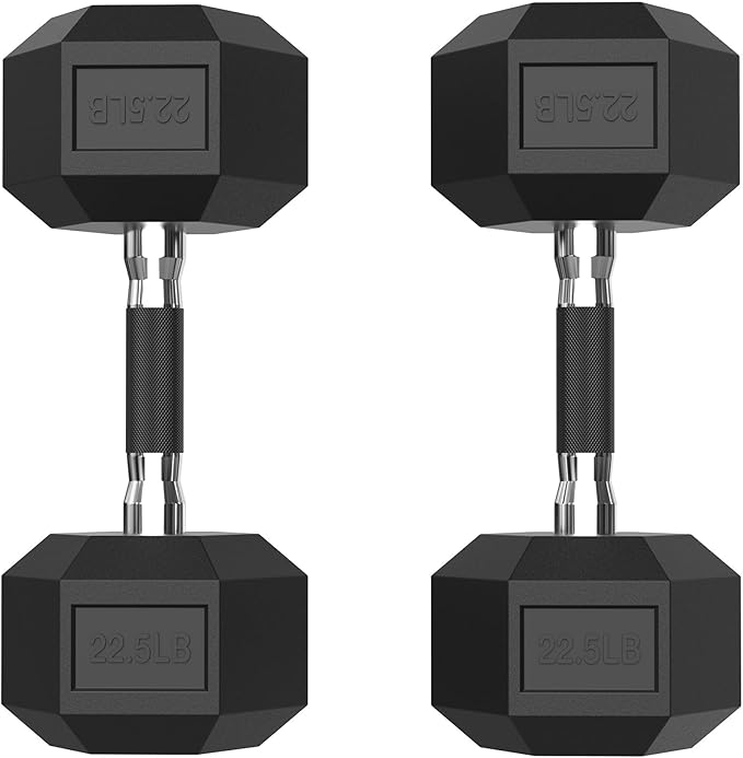 PAPABABE HEX Dumbbell Set 2.5-125lb, Rubber Encased Home Gym Dumbbells, Exercise & Fitness Weights Dumbbells for Women & Men, Hand Weight for Strength Training