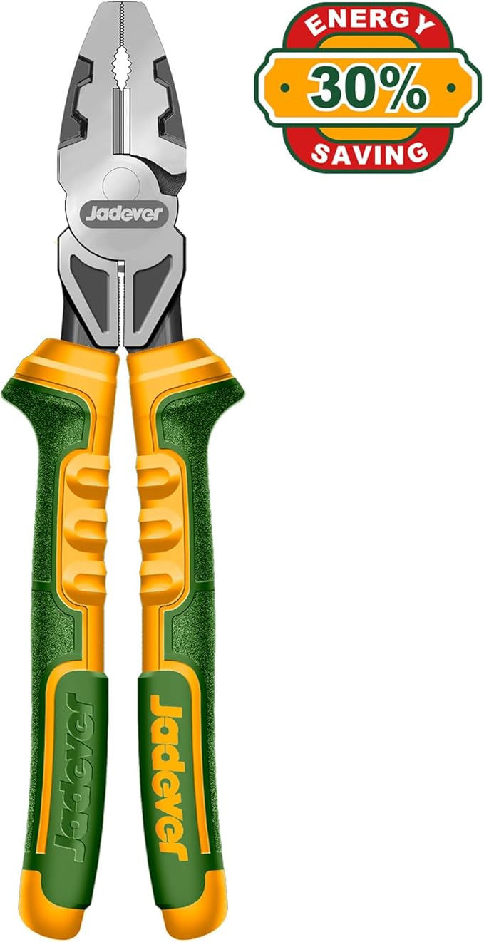 9.5-Inch High Leverage Combination Pliers, High Leverage Lineman's Pliers, Nail Holder & Spanner & Deburring Function, 30% Labor Saving, Black Polished