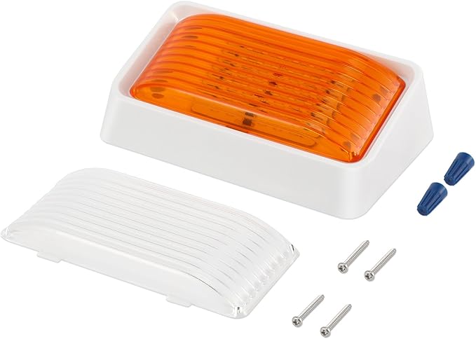 Kohree 320 Lumen LED RV Porch Light Exterior Utility 12V Lighting Fixture LED Panel, Replacement Lighting for RVs, Trailers, Campers, 5th Wheels. White Base, Clear and Amber Lenses Included 2 Packs