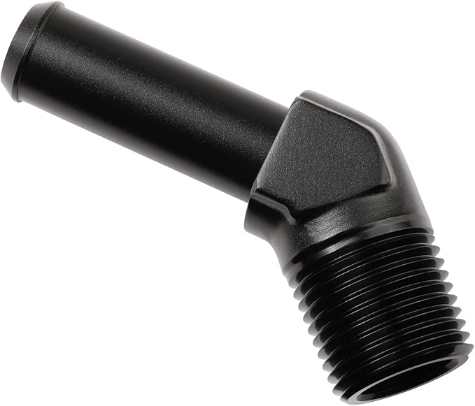 1/2 NPT Male to 5/8" Hose Barb Fitting Adapter 45 Degree Elbow Aluminum Black