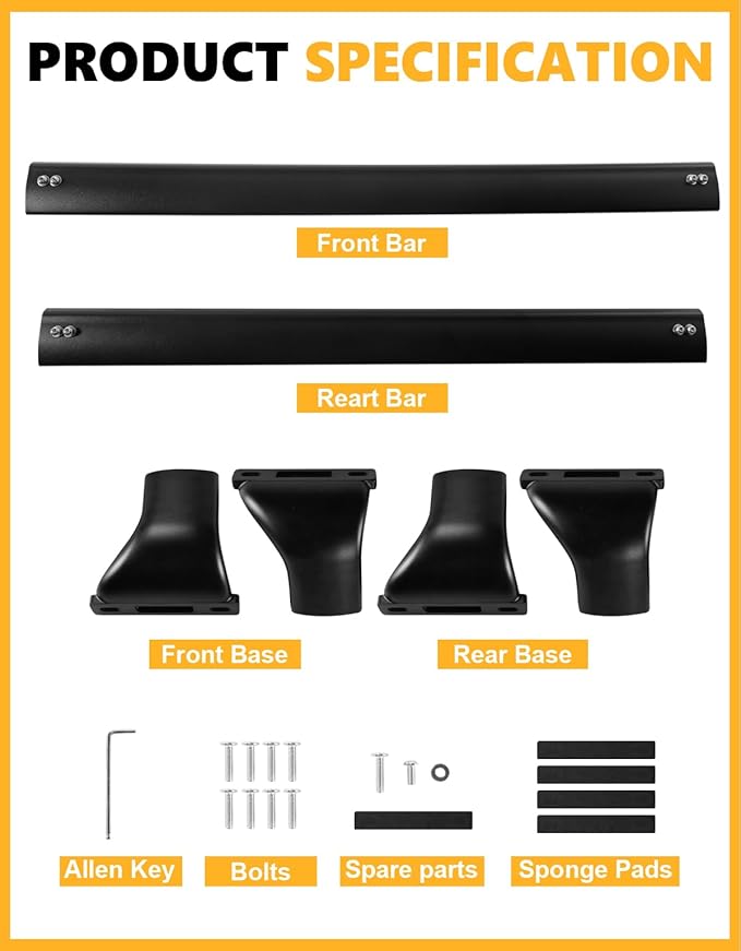 Tuyoung All-Aluminum Roof Racks Cross Bars Compatible with Ford Escape 2013 2014 2015 2016 2017 2018 2019, 220lbs Heavy Duty Aluminum Crossbar Roof Rail Cargo Carrier Rooftop Car Black Accessories