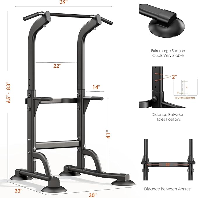 Multi-Functional Power Tower for Home Gym: Adjustable Pull Up & Dip Station with 400 LBS Capacity, Space Saving Strength Training Equipment for Men and Women