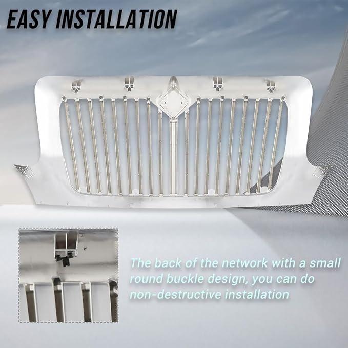 Chrome Grill Grille Compatible With 2001-2016 International Durastar 4300
