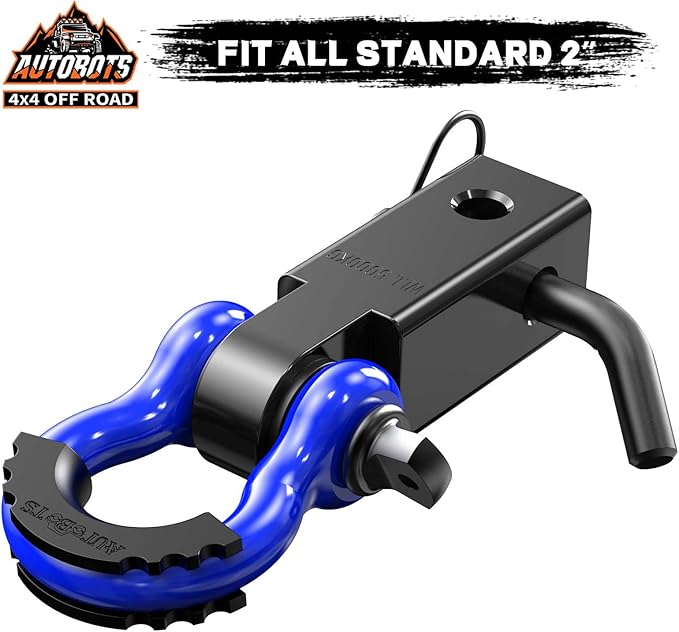 AUTOBOTS Tow Hitch Receiver 2", 45,000 Lbs Break Strength Shackle Hitch Receiver with 5/8" Screw Pin, 3/4 Shackle, Towing Accessories for Vehicle Trailer Recovery Off-Road Blue&Black