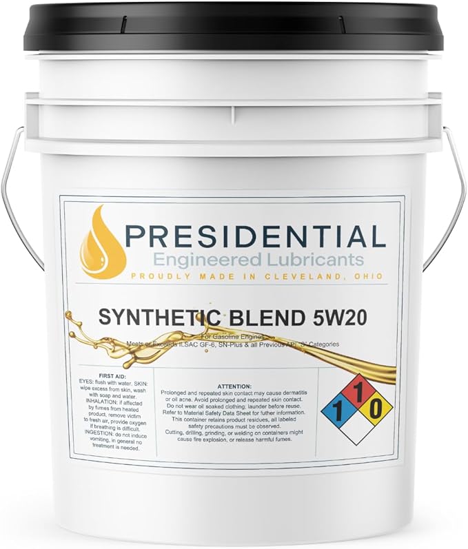 Presidential Synthetic Blend 5W20 – Premium Motor Oil for Gasoline Engine Performance & Protection - Increased Fuel Economy - Made in USA (5 Gallon)