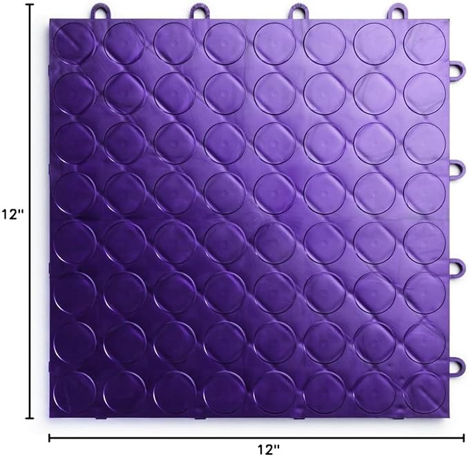 Big Floors RaceDeck CircleTrac, Interlocking Non-Slip Garage Flooring Tile, Durable, Modular, Heavy-Duty Copolymer, Easy Install (Purple, 48 Pack of 12 x 12" Tiles)