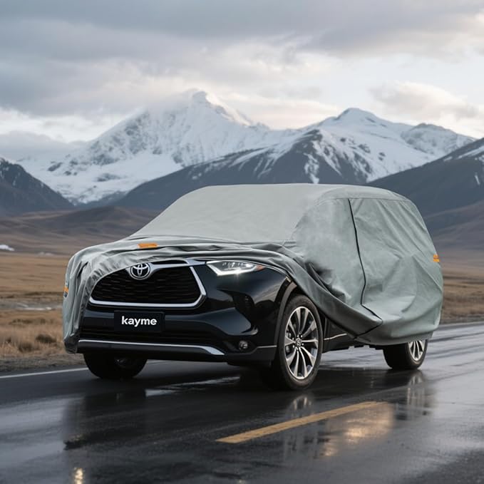 Kayme Heavy Duty SUV Car Cover Custom Fit Toyota Grand Highlander Waterproof All Weather for Automobiles, Full Exterior Covers Sun Rain UV Protection.(Deliver About 3-10 Days)