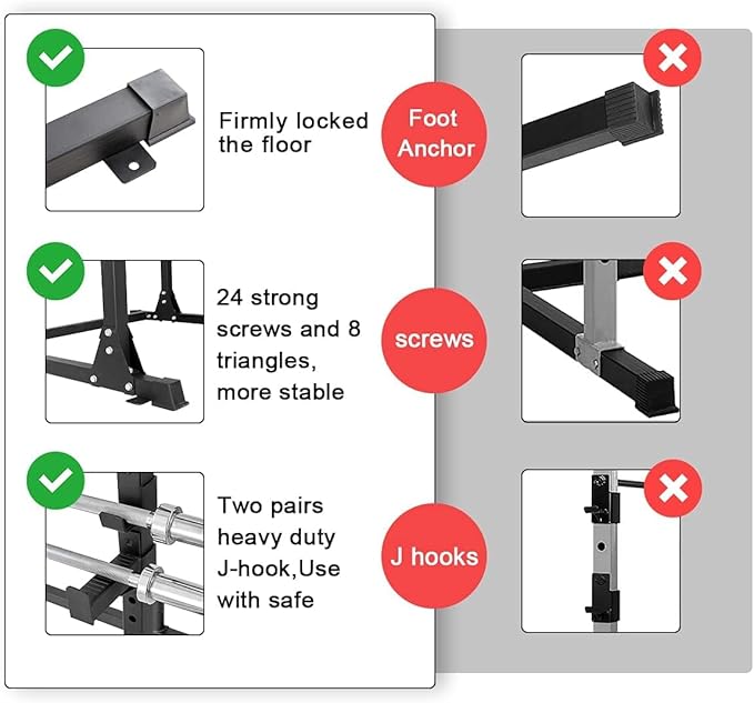 papababe Squat Rack Power Rack Home Gym for Weightlifting Bodybuilding and Strength Training 800lb Capacity