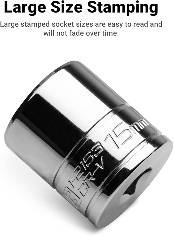 Capri Tools 20 mm Shallow Socket, 3/8-Inch Drive, 6-Point, Metric