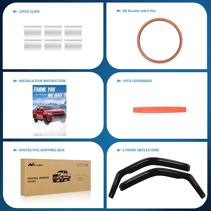 Nilight in-Channel Rain Guards for 1996-2025 Chevrolet Express Van/GMC Savana Vent Window Visors 2016 2017 2018 2019 2020 2021 2022 2023 2024 2025, Original Window Deflectors-2PCS