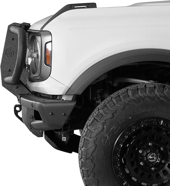 Hooke Road Bronco Front Brush Grille Guard Full-Width Push Bull Bar for 2021-2025 Ford Bronco 2 or 4 Doors (ONLY for Models with Factory Modular Steel Front Bumper)