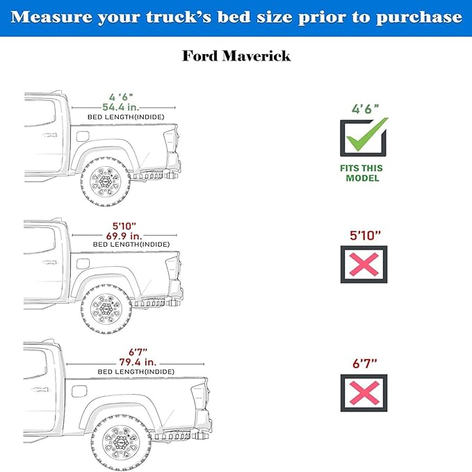 Low Profile Flip Up Truck Bed Tonneau Cover Fits 2022-2026 Ford Maverick 4'6" Bed (54.4")