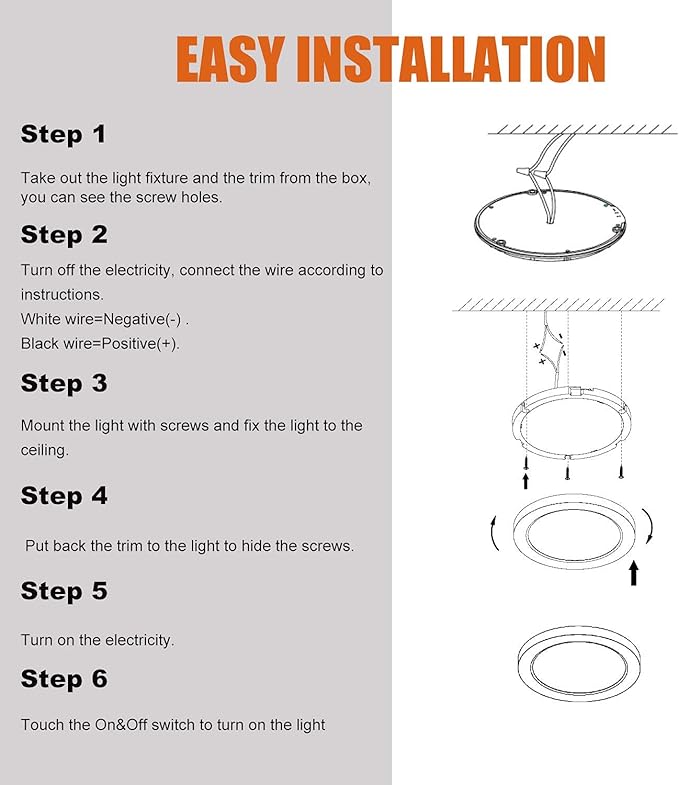 Facon 7.5-Inch 12V LED RV Ceiling Dome Light with Touch Dimmer Switch, 3000K/4000K Adjustable Color Temp, 12Volts Interior Light for RV Motorhome Camper Marine, ETL Listed