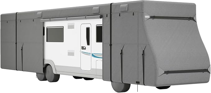 VEVOR Class A RV Cover, 40-43 ft Motorhome Cover, Non-Woven Fabric Motorhome RV Cover, Waterproof, Windproof and Rip-Stop, Camper Cover with Storage Bag, Repair Patches, Straps and Tire Covers
