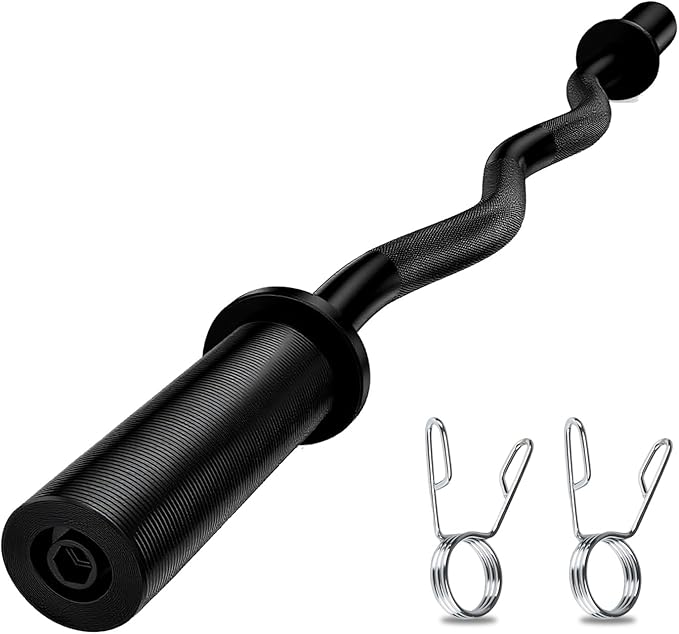 Olympic EZ Curl Barbell Bar, 47” Strength Training EZ Bar for Weight Lifting,Hip Thrusts,Biceps, triceps, Back/Leg Muscle Exercise,Chrome Curling Bar for 2 Inch Weight Plates,with 2 Spring Collars(500LBS)