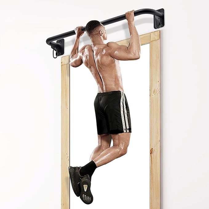 SELEWARE Heavy Duty Welded Pull Up Bar, Versatile Doorway Wall Mount, Joist Mounted, and Ceiling Mounted Chin Up Bars, Thick Metal Sturdy Construction for Full Body Workouts Support 500 lbs