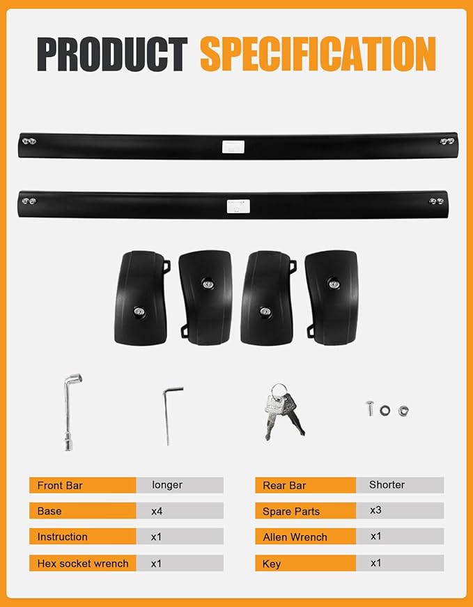 KINGGERI Roof Rack Cross Bars Compatible with 2019-2023 Hyundai Santa Fe & Santa Fe Hybrid, 220lbs Lockable Anti-Theft Aluminum Roof Rails Crossbars Cargo Carrier Bag Black