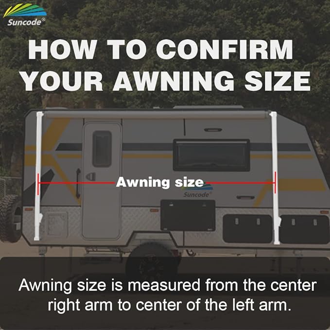 Suncode Manual RV Awning Black Modular Retractable Awning Complete Kit for RV,5th Wheel,Travel Trailers,Toy Haulers,Motorhome RV Trailer Awning for Home or Camper-12x8Ft-Blue Fade