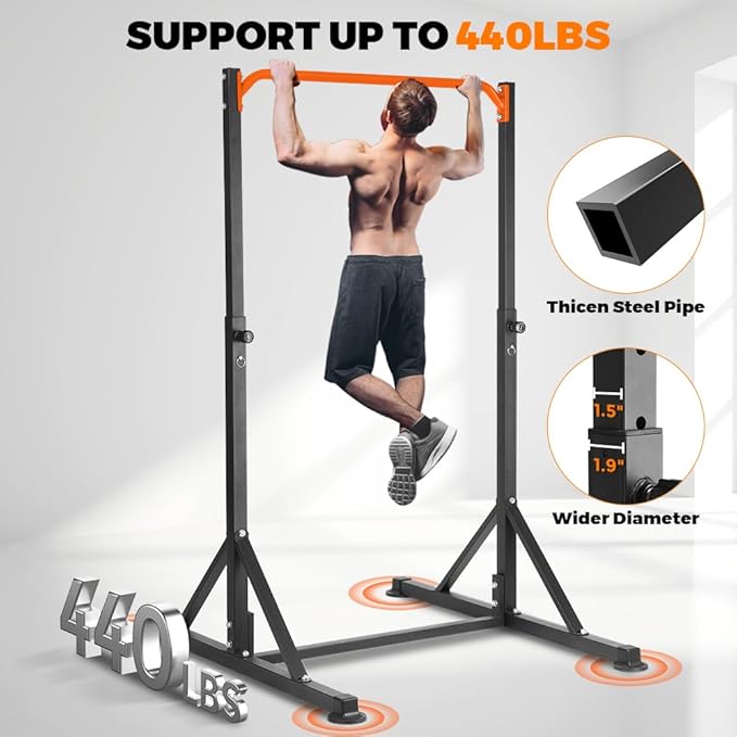 ONETWOFIT Pull Up Station, Power Tower Adjustable Pullup Bar Multifunction Strength Training Workout Gym Equipment Free Standing Chin up Bar for Home Outdoor, Support 440LBS